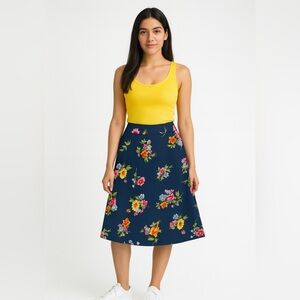 Ambiance Apparel Women’s Size 8 Navy Blue Floral Maxi Skirt. Casual, Ver…